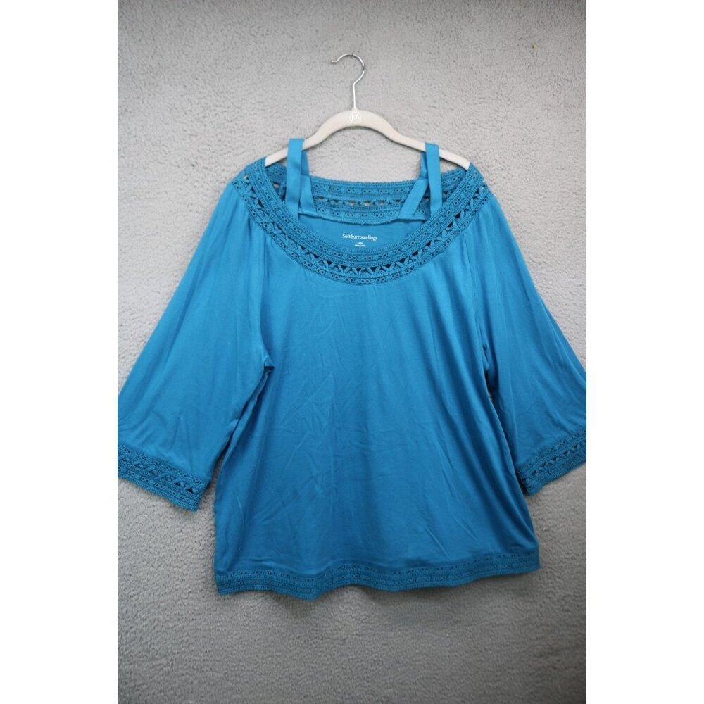 Soft Surroundings 3/4 Belled Sleeves Embroidered Tunic-Large-NWT-Cottagecore